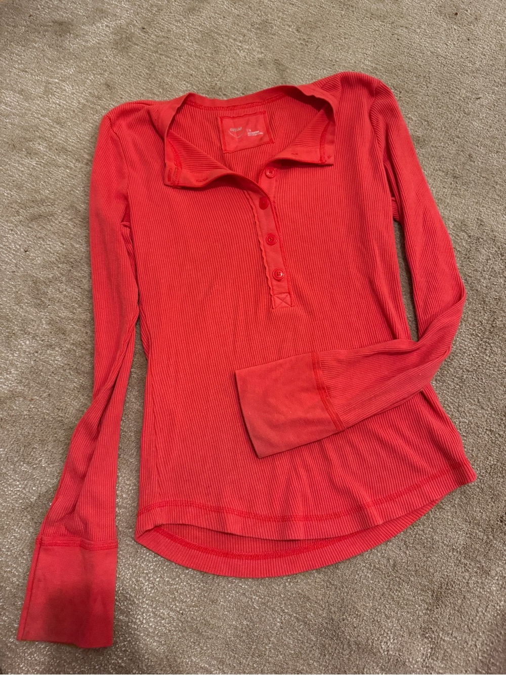 Aerie Ribbed Henley Long-Sleeve Top